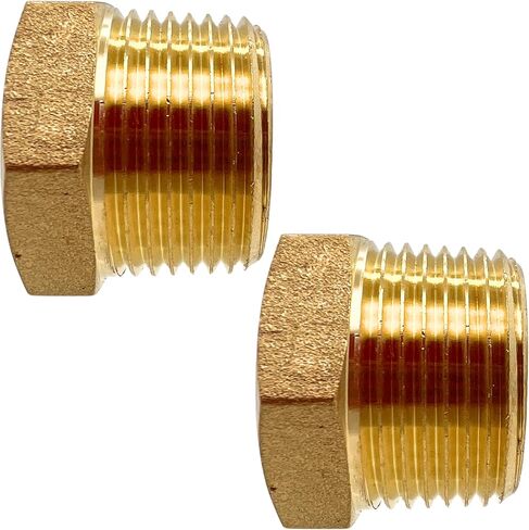 2 Pack Brass Pipe Plug 3/4" NPT Male Outer Hex Head Socket Plug Fitting for Plumbing by CX WONDERLAND in Kuwait