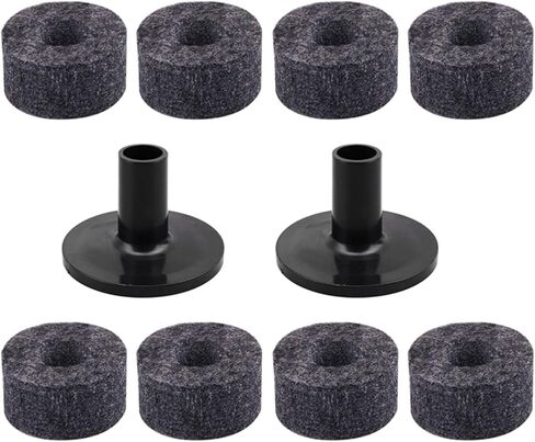 Drum Hardware 10pcs/set Black Gray Drum Set Replacement Parts 15mm Thick Felt Washers And Plastic Long Flanged Cymbal Sleeves cymbal stand(Black) in Saudi Arabia