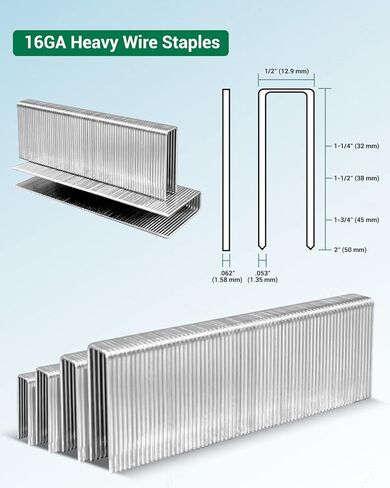 meite 16 Gauge 1/2-Inch Crown Staples, 1-1/2 Inch Length Galvanized Heavy-Duty Construction Narrow Crown Staples for Roofing Truss Assembly Fencing Siding Upholstery, GS-Style 10,000 PCS in Saudi Arabia