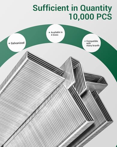 meite 16 Gauge 1/2-Inch Crown Staples, 1-1/2 Inch Length Galvanized Heavy-Duty Construction Narrow Crown Staples for Roofing Truss Assembly Fencing Siding Upholstery, GS-Style 10,000 PCS in Saudi Arabia