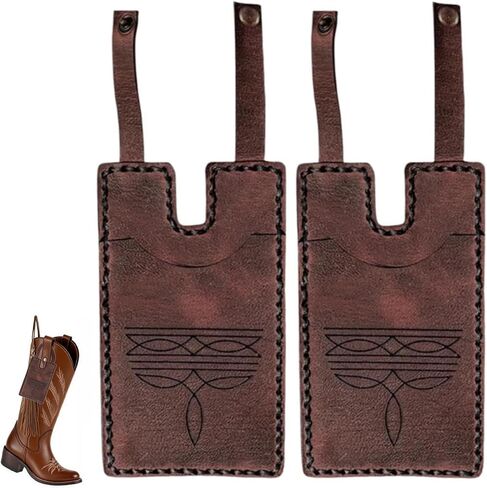 Western Boot Wallet for Women – Handmade Boot Wallet with Snap Strap Leather Credit Card Holder for Rodeo Concerts Pub Country Style (Dark brown) in Kuwait