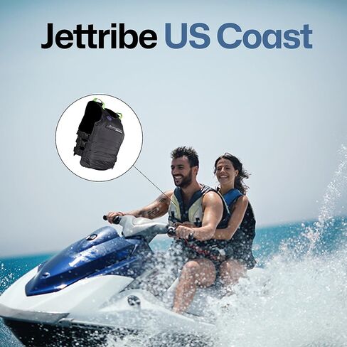سترة نجاة لخفر السواحل الأمريكي من Jettribe | بلاك اوت | النوع 3 PFD | سترة جت سكي ذات مدخل جانبي in Kuwait