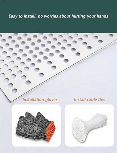 304 Stainless Steel Perforated Sheet 65x200cm, 8mm Hole Diameter, Anti-Fall Metal Plate with Ties & Gloves, Durable and Versatile for DIY Projects and Construction in Kuwait