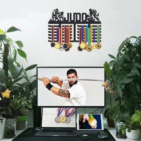 SUPERDANT Sports Medal Hanger Display Sports Medal Holder Award Metal Medal Organizer Ribbon Rack Wall Mounted Race Non-Slip Iron Ribbon Hooks for Athletes Players Gifts in Saudi Arabia