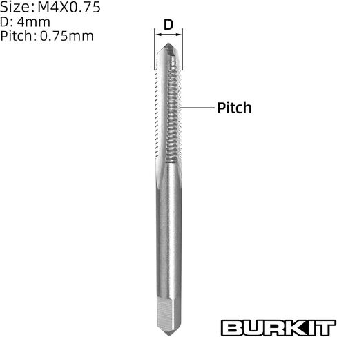 Burkit 2pcs M4 X 0.75 Thread Tap Right Hand, HSS M4 x 0.75 Straight Fluted Machine Tap in Saudi Arabia
