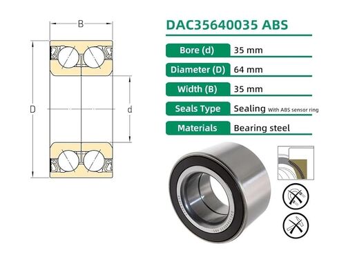 1PC DAC35640035ABS Car Bearing 35x64x35mm Wheel Bearings with ABS Sensor Ring in Saudi Arabia