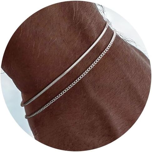Moodear Gifts for Dad from Daughter Wife Son Stack 6.5-9inch Mens Bracelet Set - Dainty 925 Sterling Silver Cuban Link Snake Rope Figaro Chain Bracelets for Men Trendy Jewelry in Saudi Arabia