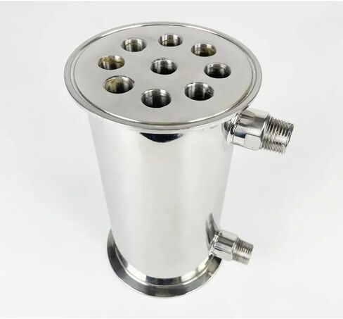 مكثف، 4 بوصة 102 مم (OD119mm) مزيل البلغم، ارتداد، مكثف التقطير طول 200 مم، مع مداس ذكر 1/2 بوصة، فولاذ صحي 304 فضي in Saudi Arabia