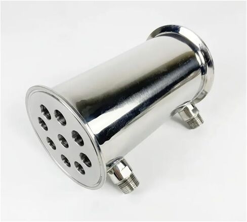 مكثف، 4 بوصة 102 مم (OD119mm) مزيل البلغم، ارتداد، مكثف التقطير طول 200 مم، مع مداس ذكر 1/2 بوصة، فولاذ صحي 304 فضي in Saudi Arabia