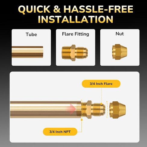 3/8" Male Flare to 1/2" NPT Female Brass Tube Fitting, Half Union Reducing Coupling Flared Fitting for Propane, Fuel, and Gas, Durable Brass Pipe Connector, Leak-Resistant in Kuwait