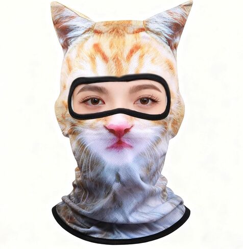 3D Cat Sheisty Ski Balaclava Face Mask with Ears Animal Ski Mask for Music Festivals Halloween Outdoor Antists in Kuwait