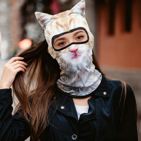 3D Cat Sheisty Ski Balaclava Face Mask with Ears Animal Ski Mask for Music Festivals Halloween Outdoor Antists in Kuwait