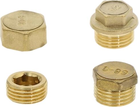 Brass Pipe Hex Head End Cap Fitting Male Thread 1/8"-1"(Male,1 PCS-1/8") in Kuwait