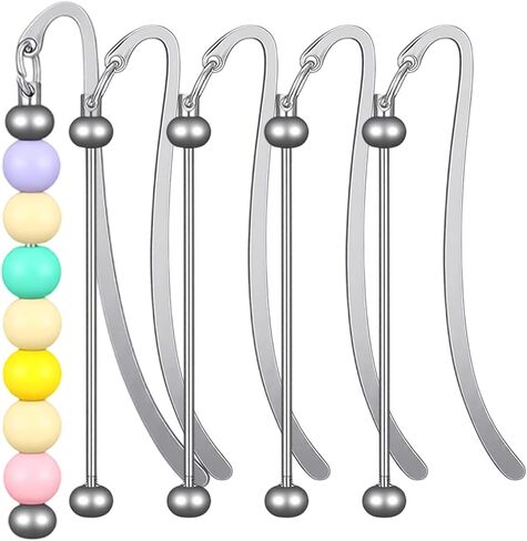 20 Pcs Beadable Bookmarks DIY Metal Blank Bar Bookmark for Beads, Beaded Craft Jewelry Pendant Charm Gift for Book Lovers, Students, Teachers, Office Supplies, Silver in Saudi Arabia