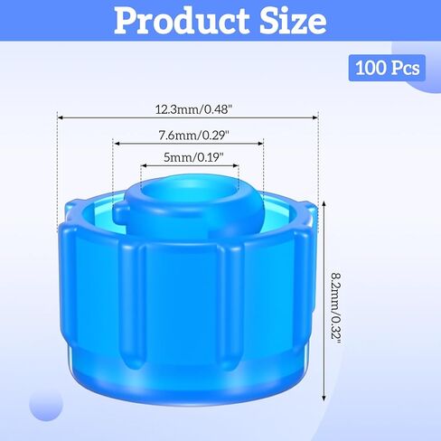 100 Pcs Syringe Tip Caps Slip Needle Cap Easy Grip Sealing Covers Replacement Accessories for Feeding Tubes Lab Dispensing Medical Household Practical Storage Supplies(Blue) in Saudi Arabia