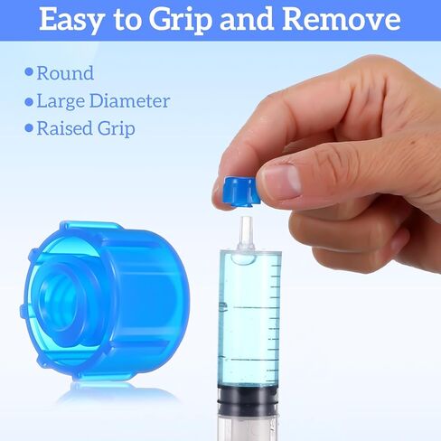 100 Pcs Syringe Tip Caps Slip Needle Cap Easy Grip Sealing Covers Replacement Accessories for Feeding Tubes Lab Dispensing Medical Household Practical Storage Supplies(Blue) in Saudi Arabia