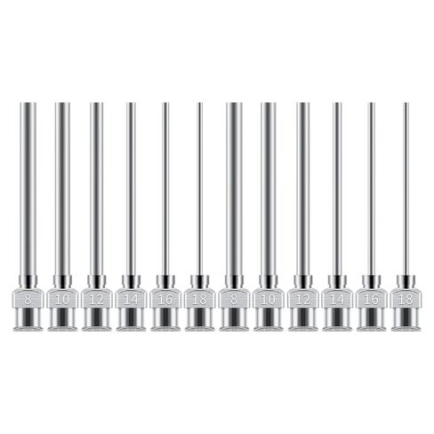 12 قطعة إبرة توزيع 1.5 بوصة صناعية من الفولاذ المقاوم للصدأ إبرة حادة طبية لملء السائل الإلكتروني والحبر والمزامنة 8G، 10G، 12G، 14G، 16G، 18G in Kuwait