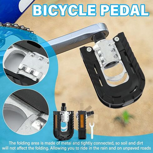 دواسات دراجة قابلة للطي عالمية غير قابلة للانزلاق دواسات ركوب الدراجات من سبائك الألومنيوم دواسة دراجة مسطحة واسعة للدراجات القابلة للطي، دراجة BMX، دراجة الطريق، دراجة جبلية MTB ﻿(أسود، الحجم: 3.86 * 2.76 * 1.18 بوصة) in Kuwait