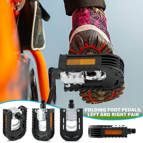 دواسات دراجة قابلة للطي عالمية غير قابلة للانزلاق دواسات ركوب الدراجات من سبائك الألومنيوم دواسة دراجة مسطحة واسعة للدراجات القابلة للطي، دراجة BMX، دراجة الطريق، دراجة جبلية MTB ﻿(أسود، الحجم: 3.86 * 2.76 * 1.18 بوصة) in Kuwait