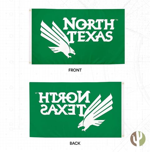 Desert Cactus University of North Texas UNT Flag - 3 x 5 Feet Green Banner, Indoor/Outdoor Durable Fabric, 100% Polyester Design (Style 1) in Saudi Arabia