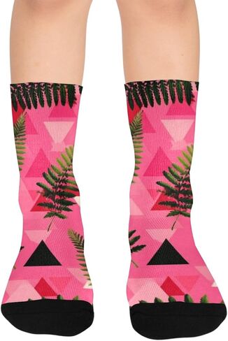 جوارب Pink Geo Fern للمشي لمسافات طويلة - جوارب شتوية حرارية سميكة دافئة للأطفال الصغار للأولاد والبنات للمدرسة، والارتداء اليومي والأنشطة الخارجية in Saudi Arabia