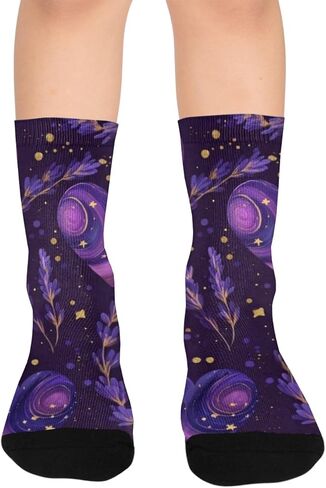 جوارب المشي لمسافات طويلة على شكل قلوب لافندر أرجوانية - جوارب شتوية حرارية سميكة دافئة للأولاد والبنات للمدرسة، والارتداء اليومي والأنشطة الخارجية in Kuwait