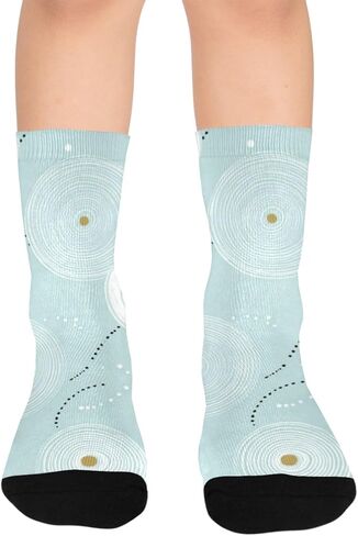 جوارب للمشي لمسافات طويلة بتصميم دوائر ناعمة باللون الأخضر - جوارب شتوية حرارية سميكة دافئة للأطفال الصغار للأولاد والبنات للمدرسة، والارتداء اليومي والأنشطة الخارجية in Kuwait