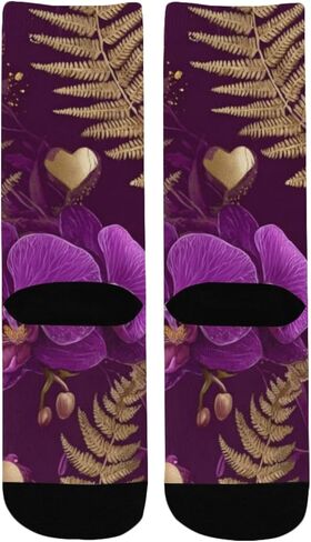 جوارب الأوركيد الذهبية على شكل قلب أرجواني للمشي لمسافات طويلة - جوارب شتوية حرارية سميكة دافئة للأولاد والبنات للمدرسة، والارتداء اليومي والأنشطة الخارجية in Kuwait