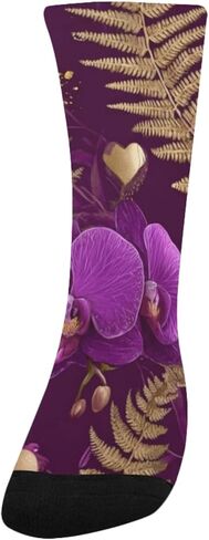 جوارب الأوركيد الذهبية على شكل قلب أرجواني للمشي لمسافات طويلة - جوارب شتوية حرارية سميكة دافئة للأولاد والبنات للمدرسة، والارتداء اليومي والأنشطة الخارجية in Kuwait