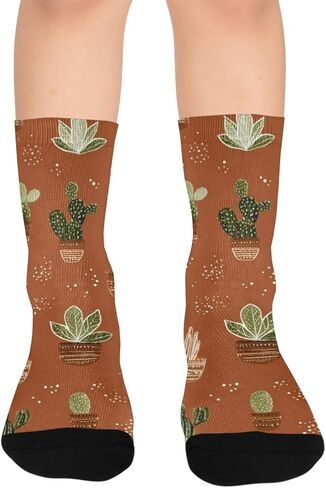 جوارب المشي لمسافات طويلة باللون البني بتصميم عصاري صحراوي - جوارب شتوية سميكة دافئة للأولاد والبنات الصغار للمدرسة، والارتداء اليومي والأنشطة الخارجية in Kuwait