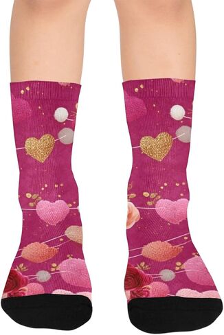 جوارب عيد الحب بوم بوم للمشي لمسافات طويلة - جوارب شتوية حرارية سميكة دافئة للأولاد والبنات للمدرسة، والارتداء اليومي والأنشطة الخارجية in Kuwait