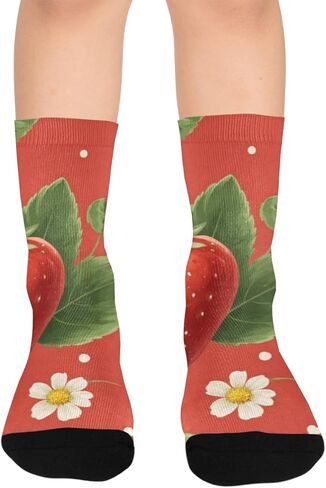 جوارب المشي لمسافات طويلة بنقاط الفراولة الحمراء - جوارب شتوية حرارية سميكة دافئة للأطفال الصغار للأولاد والبنات للمدرسة، والارتداء اليومي والأنشطة الخارجية in Kuwait