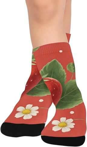 جوارب المشي لمسافات طويلة بنقاط الفراولة الحمراء - جوارب شتوية حرارية سميكة دافئة للأطفال الصغار للأولاد والبنات للمدرسة، والارتداء اليومي والأنشطة الخارجية in Kuwait