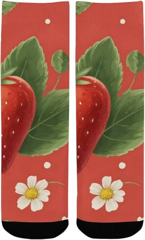 جوارب المشي لمسافات طويلة بنقاط الفراولة الحمراء - جوارب شتوية حرارية سميكة دافئة للأطفال الصغار للأولاد والبنات للمدرسة، والارتداء اليومي والأنشطة الخارجية in Kuwait