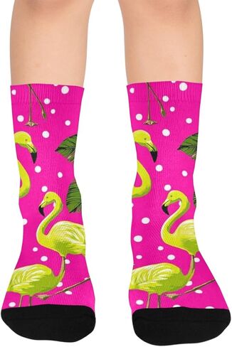 جوارب فلامنجو للمشي لمسافات طويلة باللون الوردي والذهبي - جوارب شتوية حرارية سميكة دافئة للأطفال الصغار للأولاد والبنات للمدرسة، والارتداء اليومي والأنشطة الخارجية in Kuwait