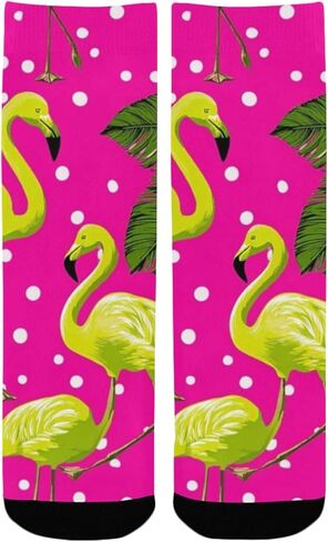 جوارب فلامنجو للمشي لمسافات طويلة باللون الوردي والذهبي - جوارب شتوية حرارية سميكة دافئة للأطفال الصغار للأولاد والبنات للمدرسة، والارتداء اليومي والأنشطة الخارجية in Kuwait