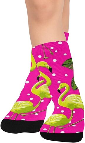 جوارب فلامنجو للمشي لمسافات طويلة باللون الوردي والذهبي - جوارب شتوية حرارية سميكة دافئة للأطفال الصغار للأولاد والبنات للمدرسة، والارتداء اليومي والأنشطة الخارجية in Kuwait