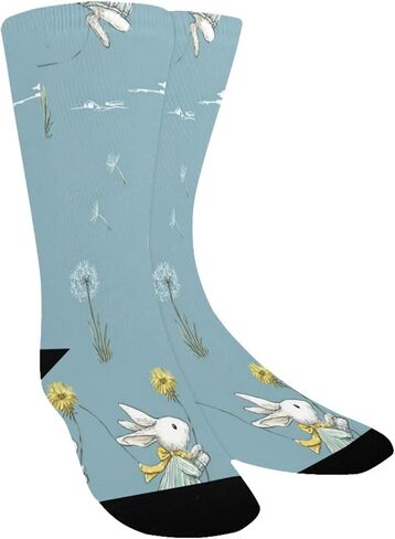 جوارب للمشي لمسافات طويلة على شكل أرانب بيضاء مخططة باللون الأصفر - جوارب شتوية حرارية سميكة دافئة للأولاد والبنات للمدرسة، والارتداء اليومي والأنشطة الخارجية in Kuwait