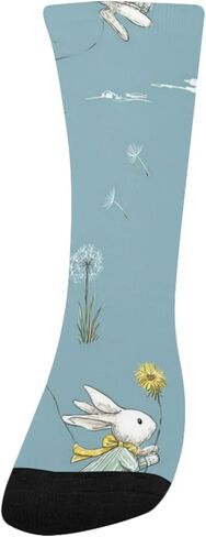 جوارب للمشي لمسافات طويلة على شكل أرانب بيضاء مخططة باللون الأصفر - جوارب شتوية حرارية سميكة دافئة للأولاد والبنات للمدرسة، والارتداء اليومي والأنشطة الخارجية in Kuwait