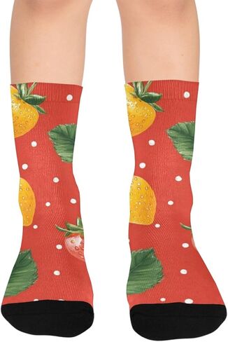 جوارب ديزي صفراء فراولة للمشي لمسافات طويلة - جوارب شتوية حرارية سميكة دافئة للأولاد والبنات للمدرسة، والارتداء اليومي والأنشطة الخارجية in Kuwait