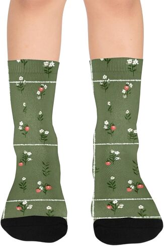 جوارب المشي لمسافات طويلة بطباعة زهور من القماش القطني - جوارب شتوية حرارية سميكة دافئة للأطفال الصغار للأولاد والبنات للمدرسة، والارتداء اليومي والأنشطة الخارجية in Kuwait