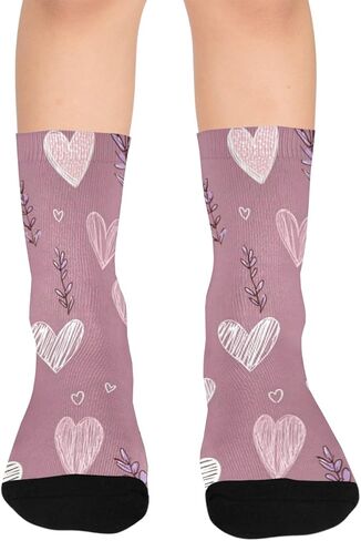 جوارب Lavender Heart Doodle للمشي لمسافات طويلة - جوارب شتوية حرارية سميكة دافئة للأولاد والبنات للمدرسة، والارتداء اليومي والأنشطة الخارجية in Kuwait