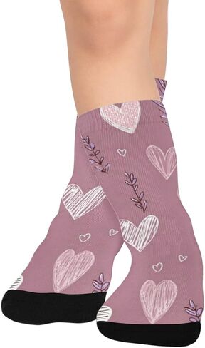 جوارب Lavender Heart Doodle للمشي لمسافات طويلة - جوارب شتوية حرارية سميكة دافئة للأولاد والبنات للمدرسة، والارتداء اليومي والأنشطة الخارجية in Kuwait
