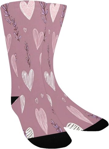 جوارب Lavender Heart Doodle للمشي لمسافات طويلة - جوارب شتوية حرارية سميكة دافئة للأولاد والبنات للمدرسة، والارتداء اليومي والأنشطة الخارجية in Kuwait