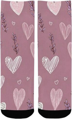 جوارب Lavender Heart Doodle للمشي لمسافات طويلة - جوارب شتوية حرارية سميكة دافئة للأولاد والبنات للمدرسة، والارتداء اليومي والأنشطة الخارجية in Kuwait