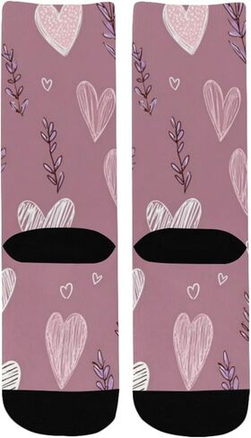 جوارب Lavender Heart Doodle للمشي لمسافات طويلة - جوارب شتوية حرارية سميكة دافئة للأولاد والبنات للمدرسة، والارتداء اليومي والأنشطة الخارجية in Kuwait