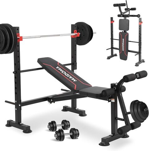 MAIDOMA 750LBS standard Weight Bench Set for Full Body Workout, Foldable Bench Press with Leg Curl/Extension, Standard Workout Bench Set for Home Gym in Saudi Arabia