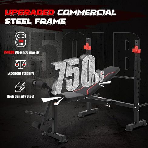 MAIDOMA 750LBS standard Weight Bench Set for Full Body Workout, Foldable Bench Press with Leg Curl/Extension, Standard Workout Bench Set for Home Gym in Saudi Arabia