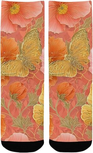 جوارب المشي لمسافات طويلة على شكل زهرة الخوخ المرجاني - جوارب شتوية حرارية سميكة دافئة للأولاد والبنات الصغار للمدرسة، والارتداء اليومي والأنشطة الخارجية in Kuwait