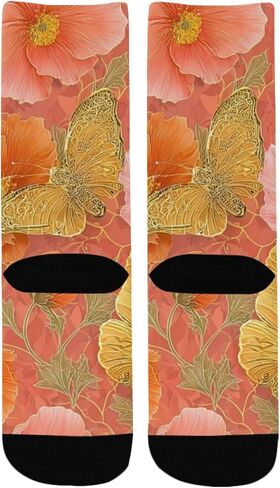 جوارب المشي لمسافات طويلة على شكل زهرة الخوخ المرجاني - جوارب شتوية حرارية سميكة دافئة للأولاد والبنات الصغار للمدرسة، والارتداء اليومي والأنشطة الخارجية in Kuwait